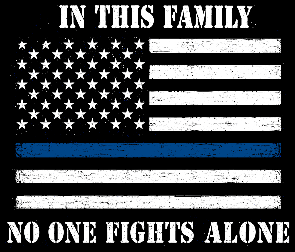 No One Fights Alone Tee — Thin Blue Line